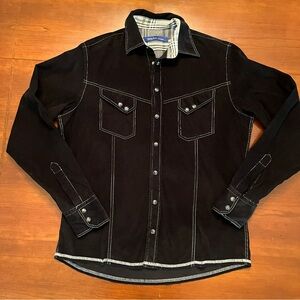 GEORG ROTH LOS ANGELES Black pearl snap button corduroy SHIRT size M